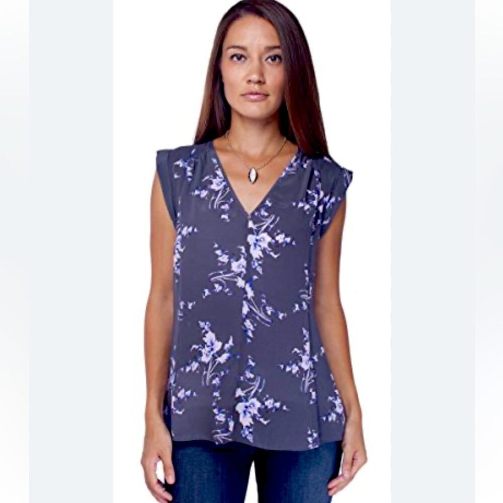 Rebecca Taylor 100% Silk Cap Sleeve Grapevine Blouse Size 8